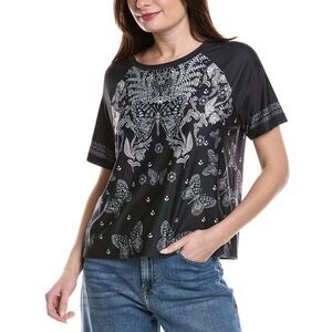 Johnny Was Womens Bee Active Boxy Top, Black